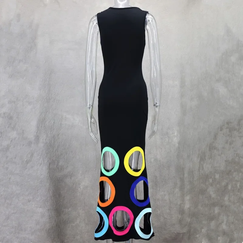 African Fashion Colorful Hollow-Out Sleeveless Summer Dress - Image 5