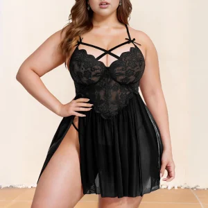 Plus Size Lace Babydoll Nightwear Set