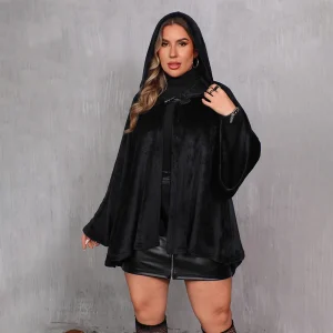 Plus Size Gothic Hooded Cape with Raglan Sleeves (1XL–5XL)