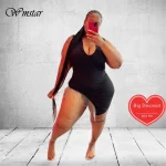 Wmstar Plus Size Black V-Neck Sleeveless Mini Dress – Sexy Summer Stretch