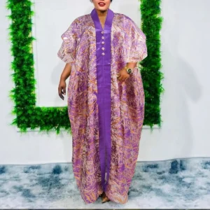 African Jacquard BuBu Patchwork Kaftan Dress
