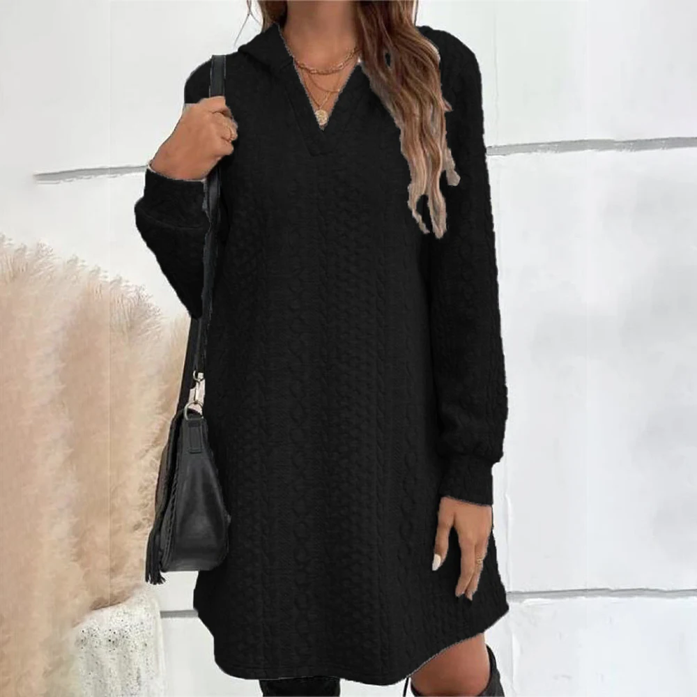 Plus Size Hooded Long Sleeve Sweatshirt Dress (1XL–5XL) - Image 4