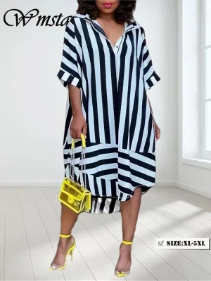 Plus Size Casual Button-Down Maxi Dress – Summer 2025