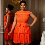 Elegant A-Line Mini Dress with Beading & Waist Belt