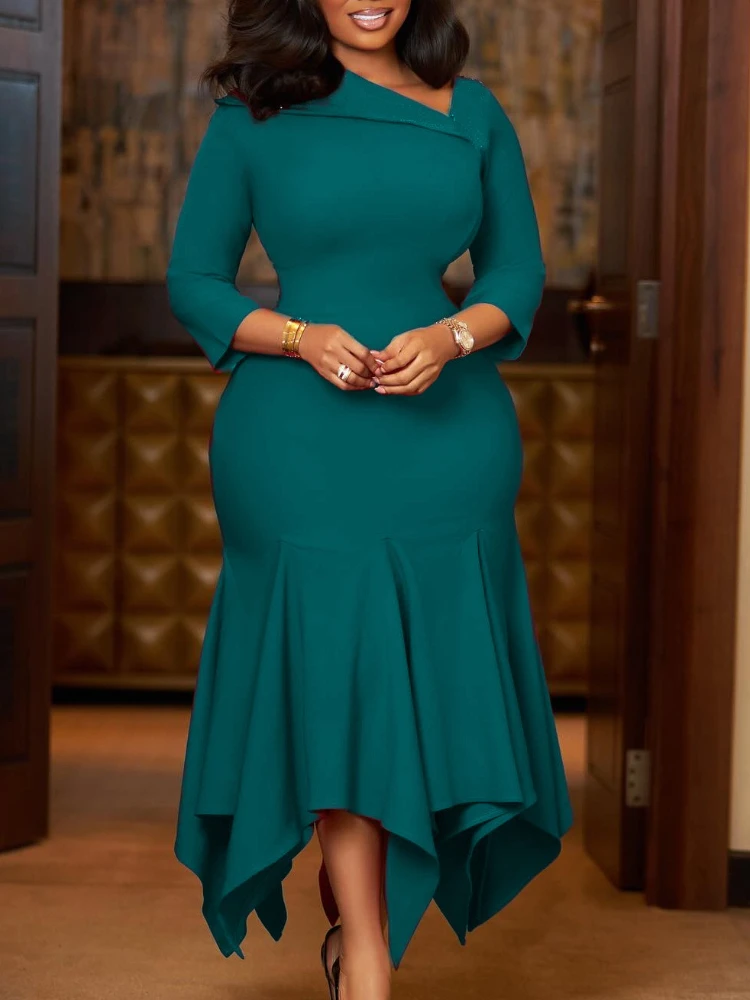 Elegant Mermaid Ruffle Dress – Autumn 2025 - Image 5