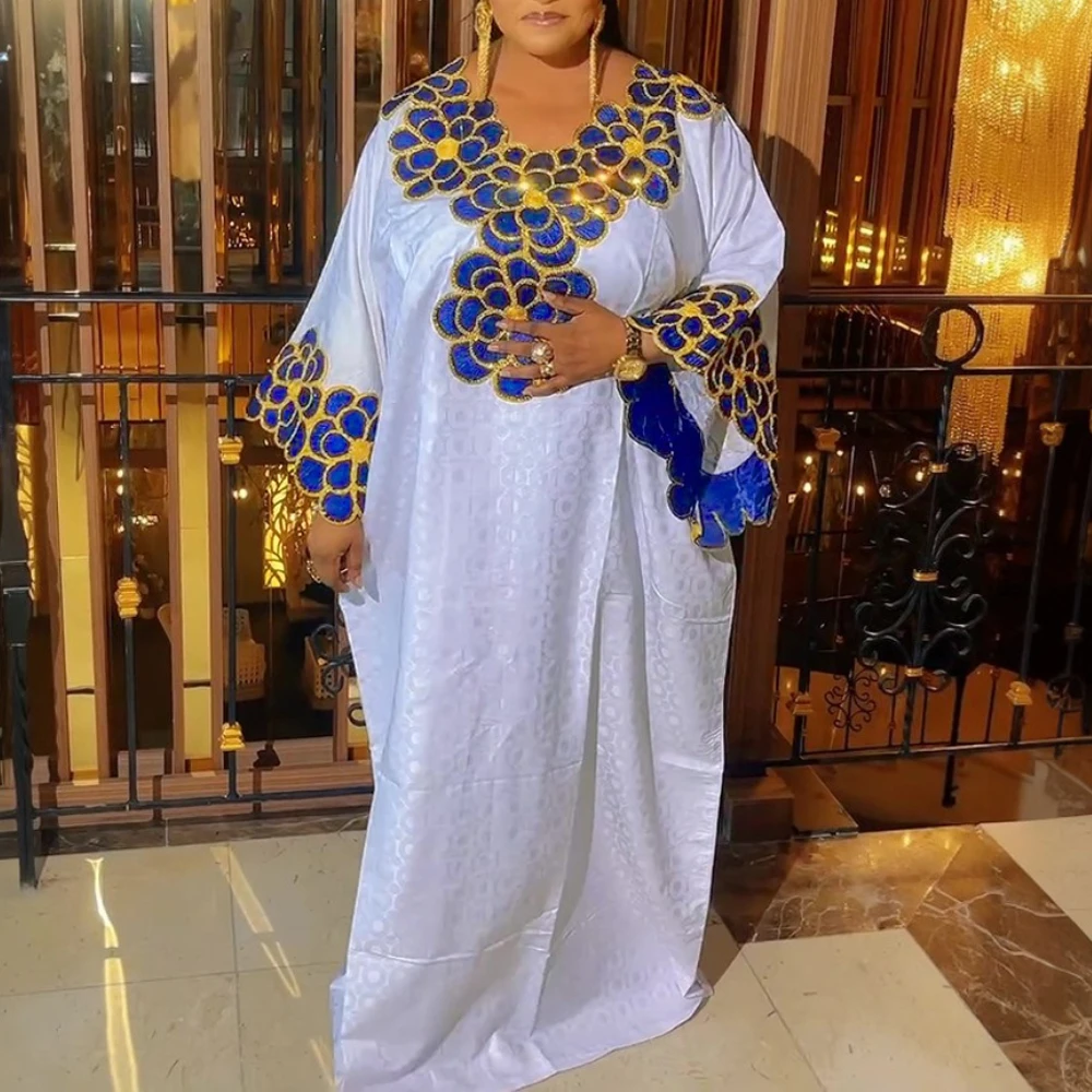 Women’s Embroidered Bubu Kaftan Dress with Petal Sleeves