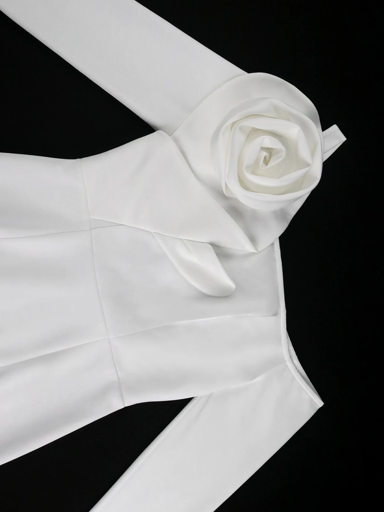 Elegant Off-Shoulder Midi Dress with 3D Flowers - Image 6
