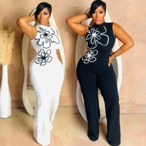 2025 Women’s Sunflower Tank Jumpsuit – Summer Party Romper