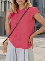 VONDA Women’s Ruffled Puff Sleeve Blouse – Summer Elegant Top