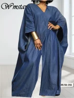Women’s Long Sleeve V-Neck Wide Leg Jumpsuit – Elegant New Style