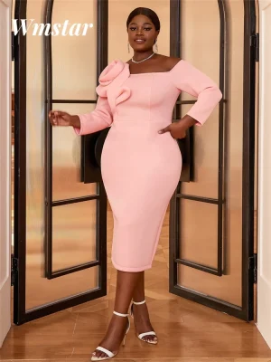 Wmstar Plus Size Elegant High Waist Party Dress – Luxury Evening 2025