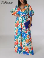 Wmstar Women's Floral V-Neck Summer Jumpsuit