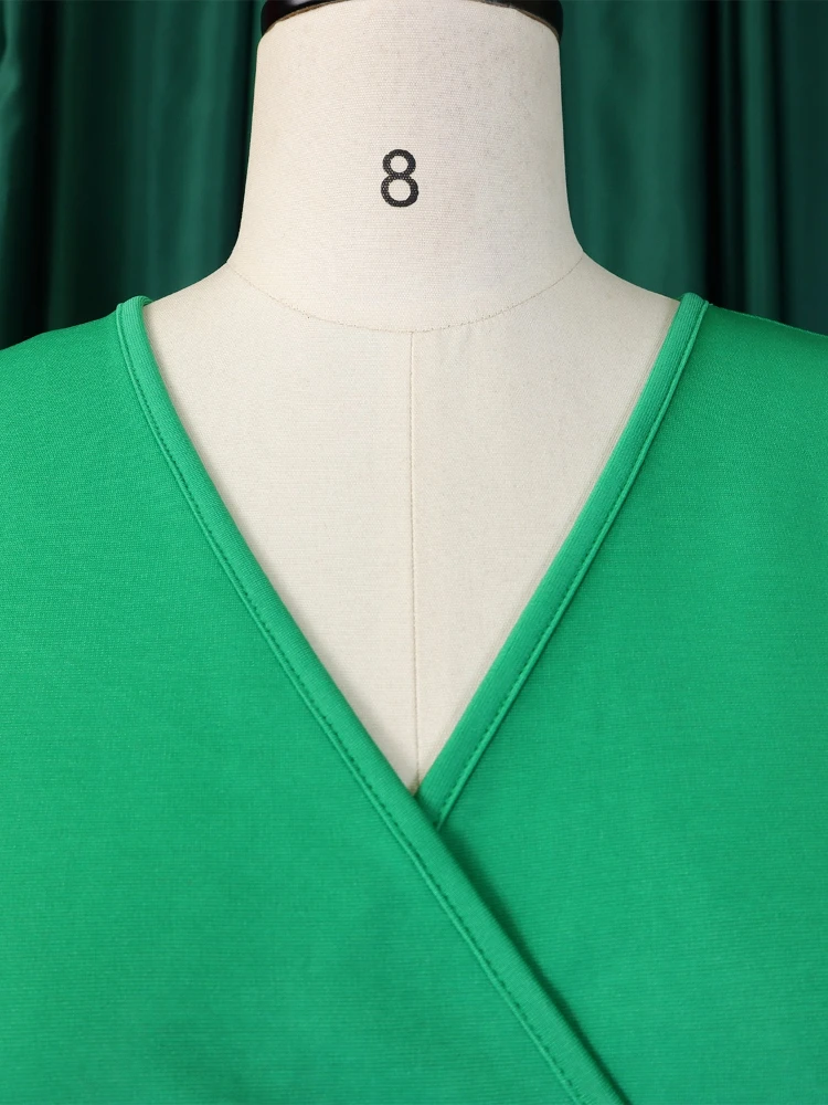 2025 Elegant A-Line Midi Dress – V-Neck, Belted Waist, Flare Sleeves - Image 5