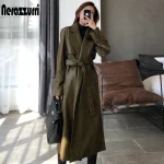 Nerazzurri Autumn 2023 Oversized Faux Leather Trench Coat (Women)