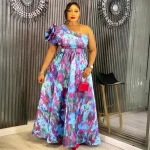 Elegant Plus Size African Dashiki Ankara Long Dress – 2025 Wedding Party Outfit