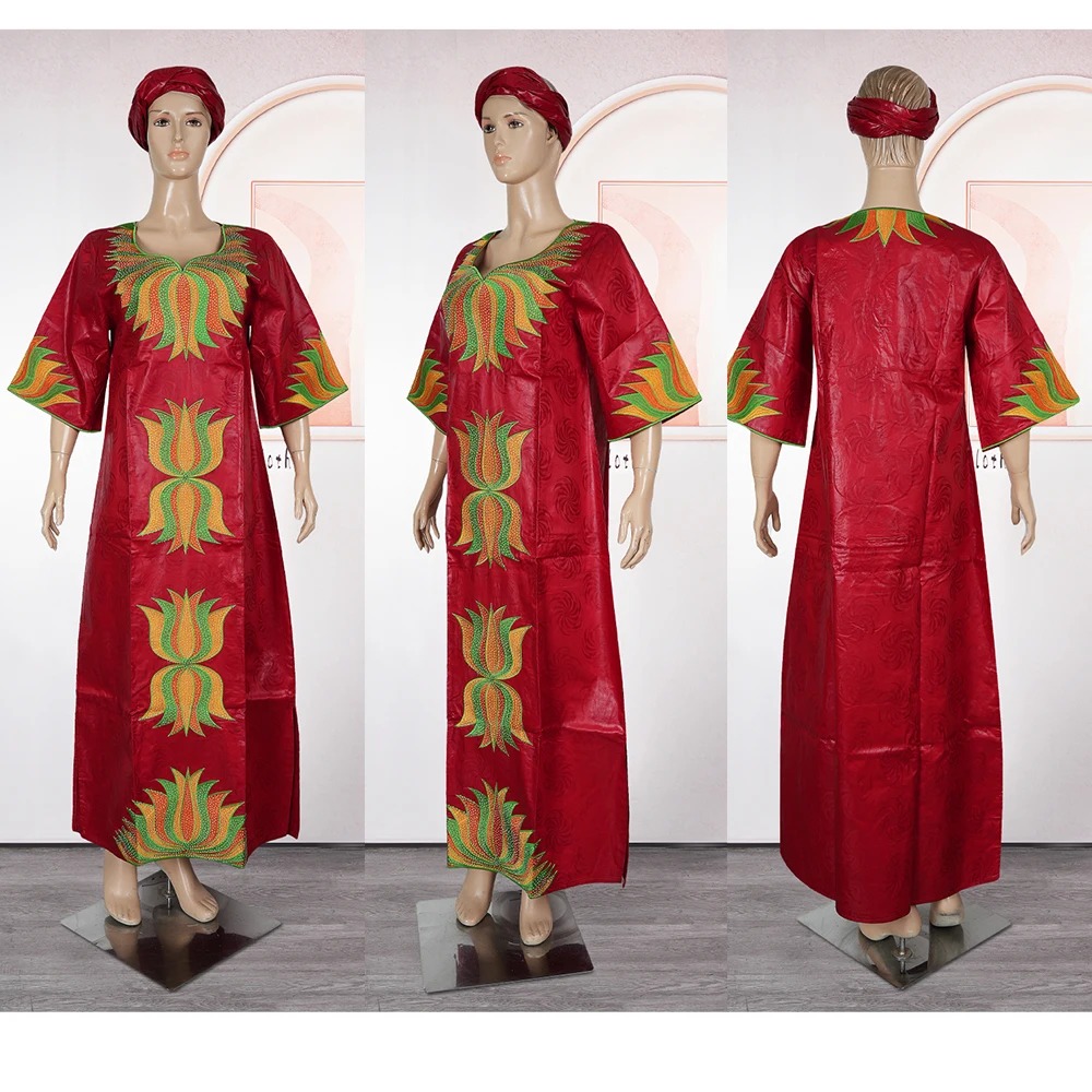 Plus Size African Dashiki & Ankara Embroidered Robe – 2025 Wedding Party Dress - Image 4