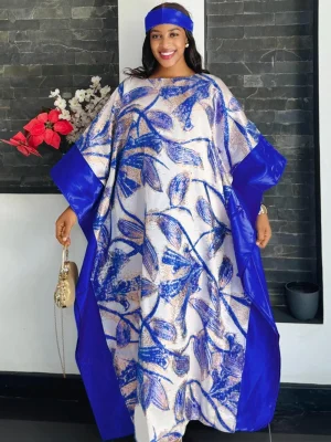 Elegant Embroidered Boubou Dress – African Dashiki Party & Birthday Outfit for Women