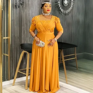 Plus Size African Half Sleeve Party Dress – 2025 Elegant Maxi Gown