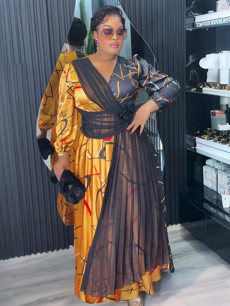 2025 African Dashiki Chiffon Maxi Dress – Elegant Long Sleeve Gown - Image 2