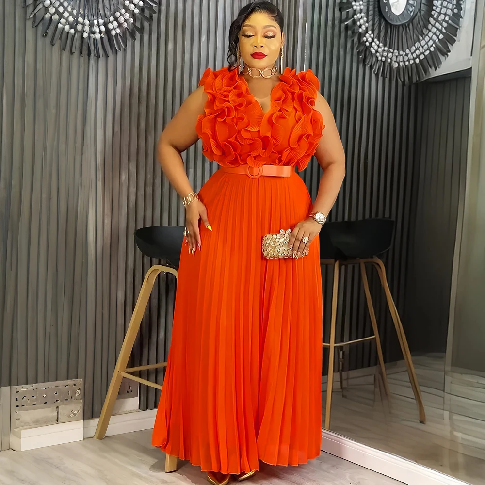 Elegant Plus Size Sleeveless Chiffon Maxi Dress – 2025 African Evening Gown - Image 3