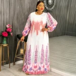 Long Sleeve Chiffon Dress – African Dashiki Print Kaftan for Party & Evening