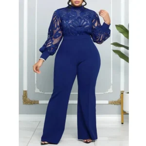 Elegant Lace Panel Wide-Leg Jumpsuit for Women