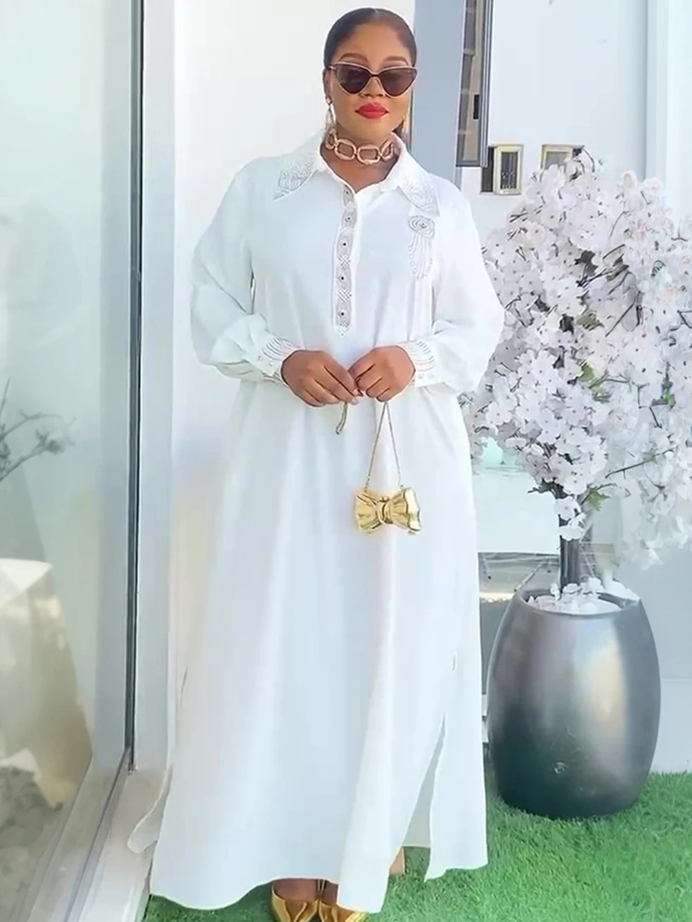 2025 Autumn Long Sleeve Chiffon Maxi Dress – African & Dubai Kaftan - Image 3