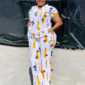 African Fashion Two-Piece Pants Set for Women