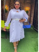 Plus Size Elegant Chiffon Kaftan Maxi Dress – African Evening Gown 2025