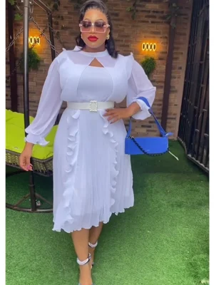 Plus Size Elegant Chiffon Kaftan Maxi Dress – African Evening Gown 2025