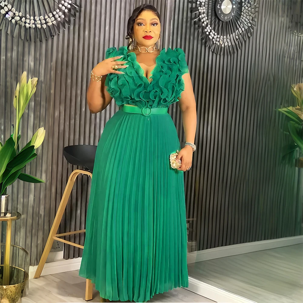 Elegant Plus Size Sleeveless Chiffon Maxi Dress – 2025 African Evening Gown - Image 2