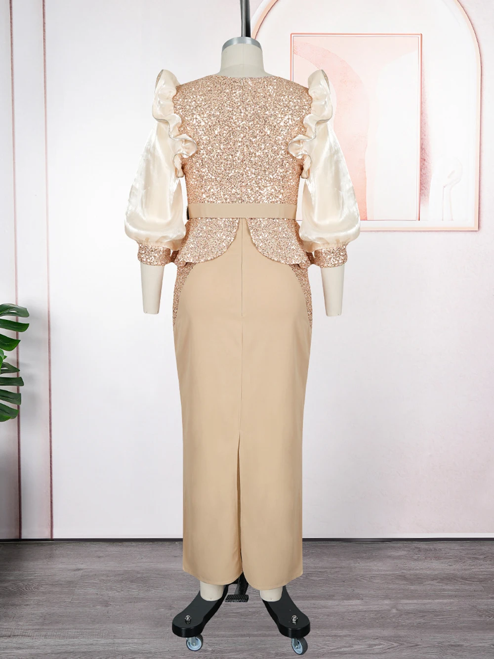 2025 Luxury Sequin Beaded Bodycon Maxi Dress – Puff Sleeve Wedding & Party Gown - Image 5