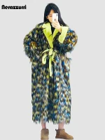 Women’s Oversized Patchwork Faux Fur Coat – Nerazzurri