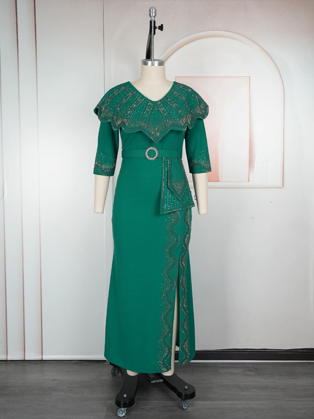 Plus Size African Dashiki Diamond Bodycon Slit Dress – Elegant Evening Gown - Image 5