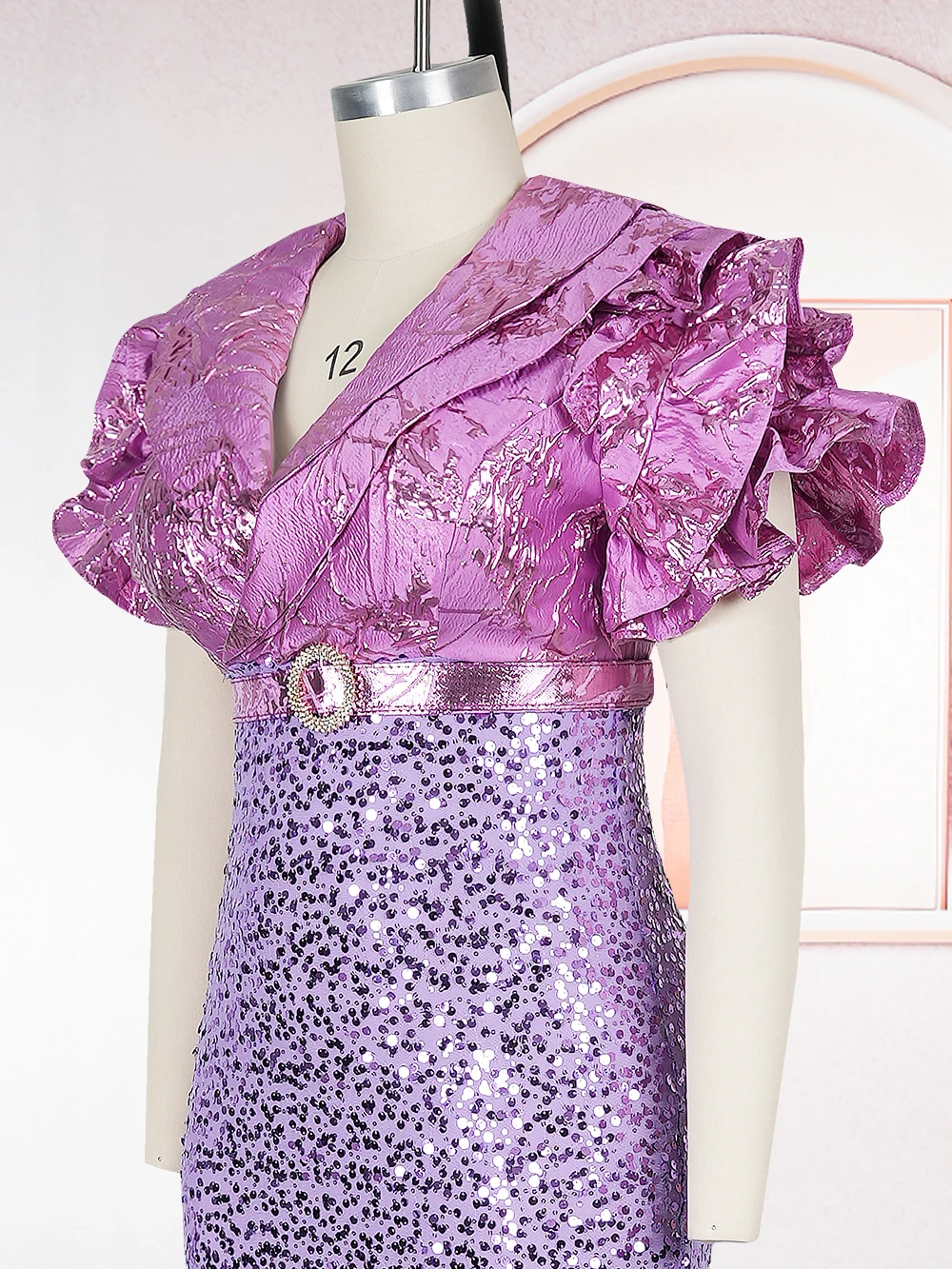 Plus Size African Luxury Sequin Evening Gown – Elegant Ankara Wedding Dress - Image 5