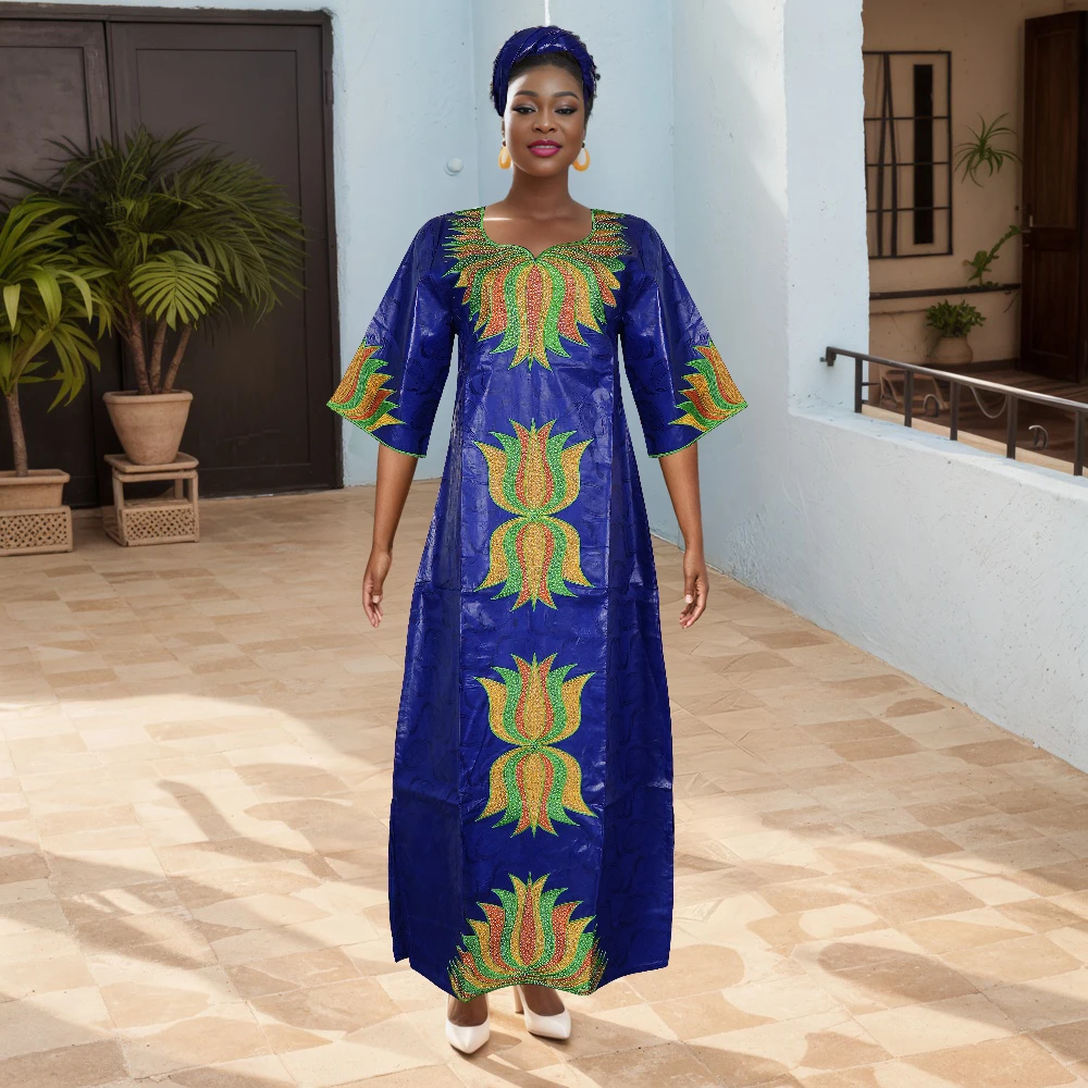 Plus Size African Dashiki & Ankara Embroidered Robe – 2025 Wedding Party Dress - Image 3