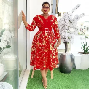 Elegant African Ankara Maxi Dress – Dashiki Print Plus Size Gown