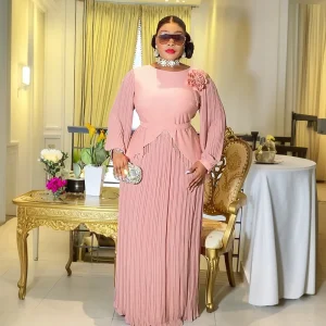 Plus Size African Elegant Chiffon Maxi Dress - Evening Party Kaftan