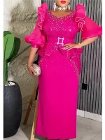 2025 Plus Size Dashiki Sequin Maxi Dress – Elegant African Wedding Gown