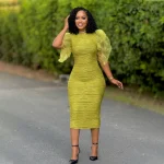 African Fashion Ruffle Sleeve Bodycon Dress for Women