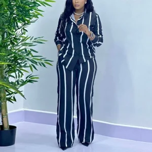 African Fashion Striped Two-Piece Set for Women
