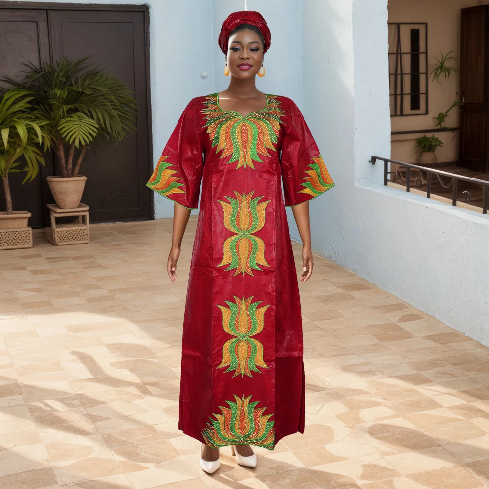 Plus Size African Dashiki & Ankara Embroidered Robe – 2025 Wedding Party Dress - Image 2