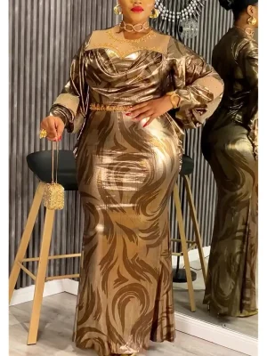 Elegant African Ankara Maxi Dress – 2025 Plus Size Dashiki Robe for Women