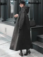 Nerazzurri Long Black Hooded Waterproof Raincoat (Women)