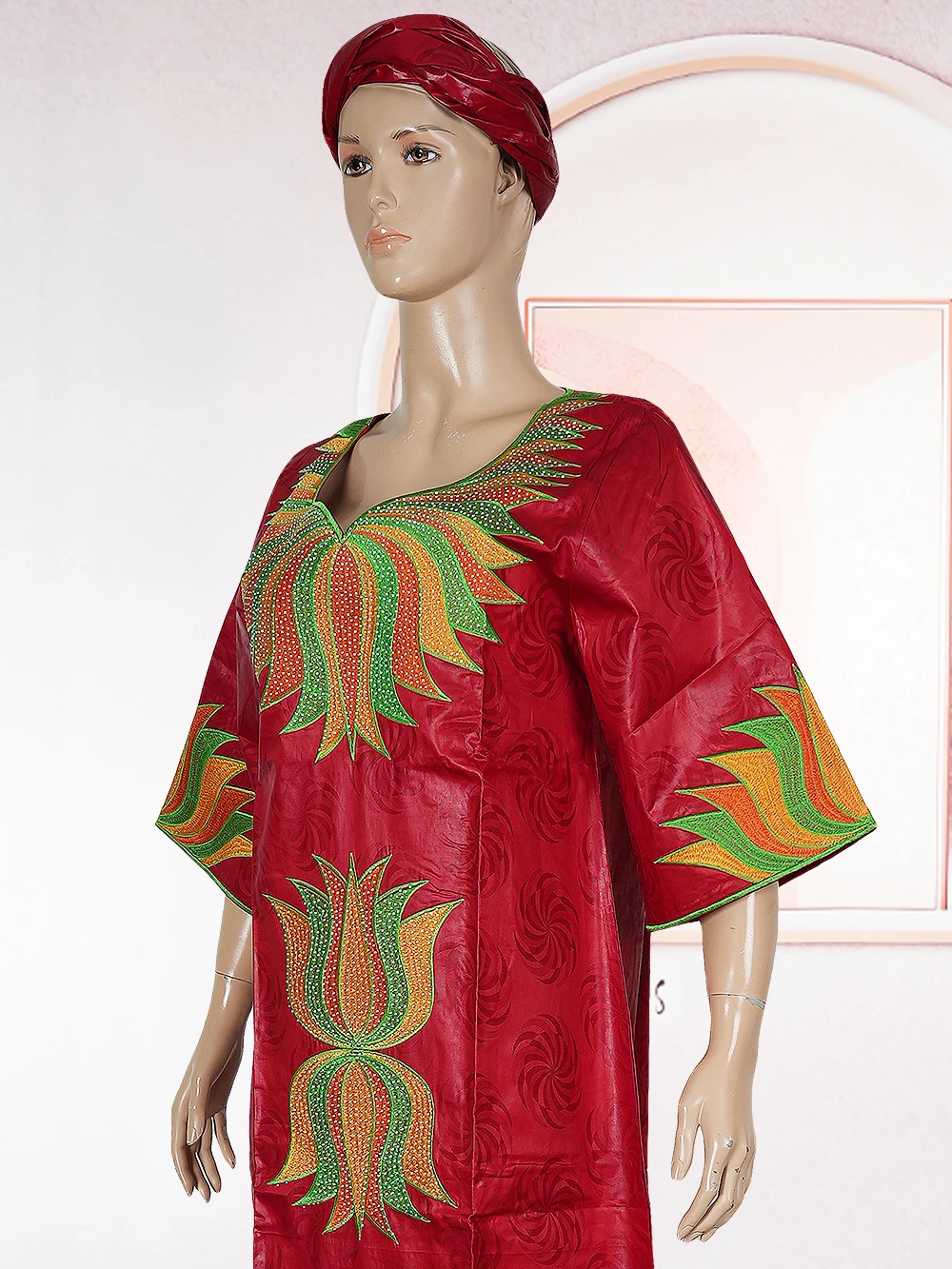 Plus Size African Dashiki & Ankara Embroidered Robe – 2025 Wedding Party Dress - Image 5