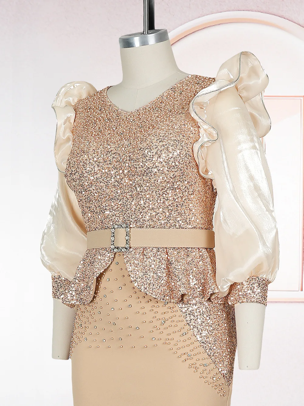 2025 Luxury Sequin Beaded Bodycon Maxi Dress – Puff Sleeve Wedding & Party Gown - Image 6