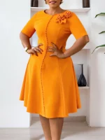 Elegant Solid Color Midi Dress – Summer 2025 Office & Casual Wear