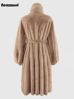 Long Soft Faux Mink Fur Coat – Women’s Warm Windproof Luxury Overcoat