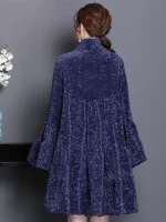 Nerazzurri Luxury Faux Fur Flare Sleeve Coat – Women’s Runway Shearling Jacket