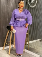 Plus Size African Sequin Evening Gown – 2025 Dashiki Ankara Party Dress